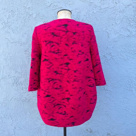 Y2k Hot Pink Cocoon Coat Boiled Wool Paris Fashion Size Medium - Picture 9 of 11